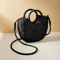 Handmade Rattan Half Round Bag