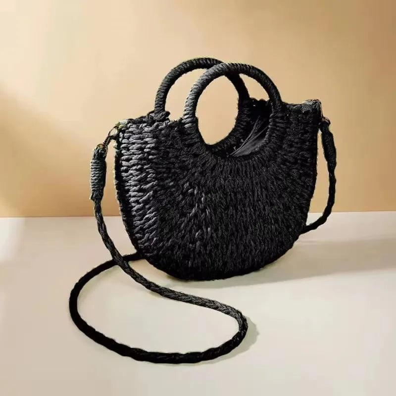 Handmade Rattan Half Round Bag