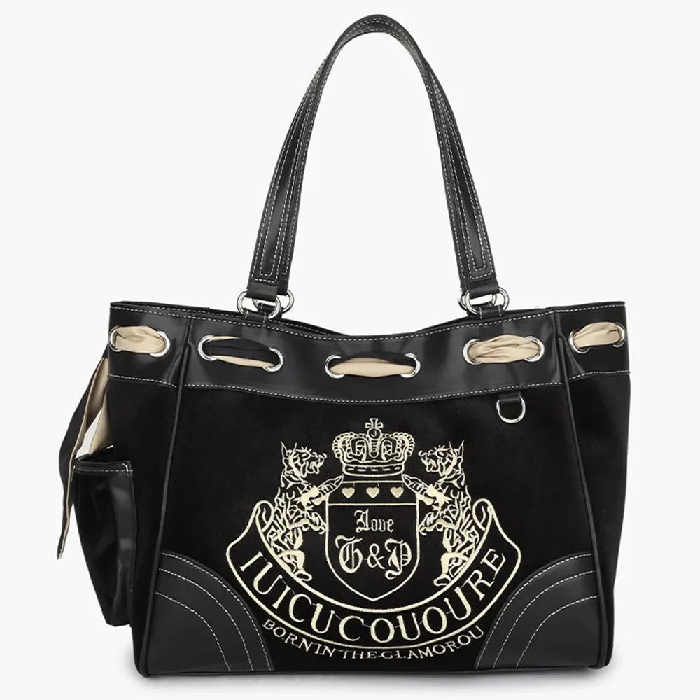 Y2K Embroidered Velvet Tote