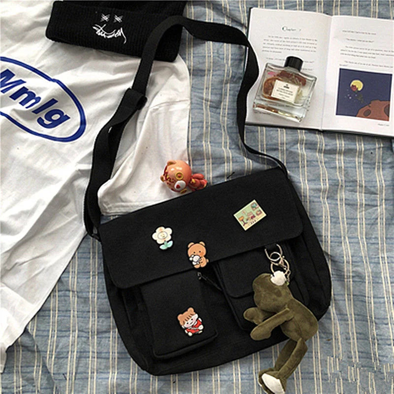 Printed Canvas Messenger Bag