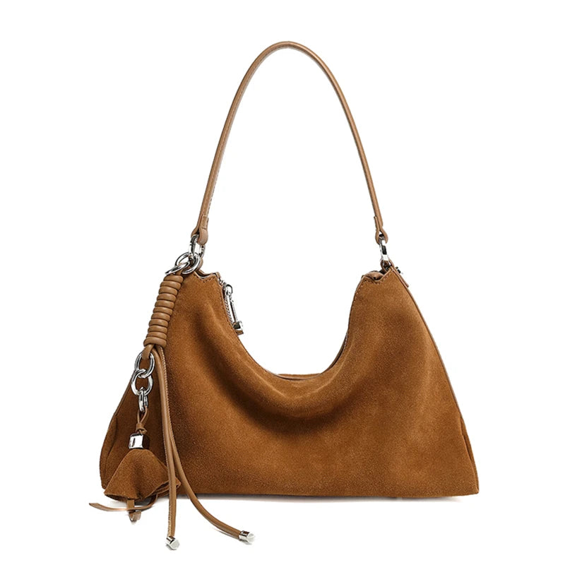 Retro Suede Tassel Hobo Bag