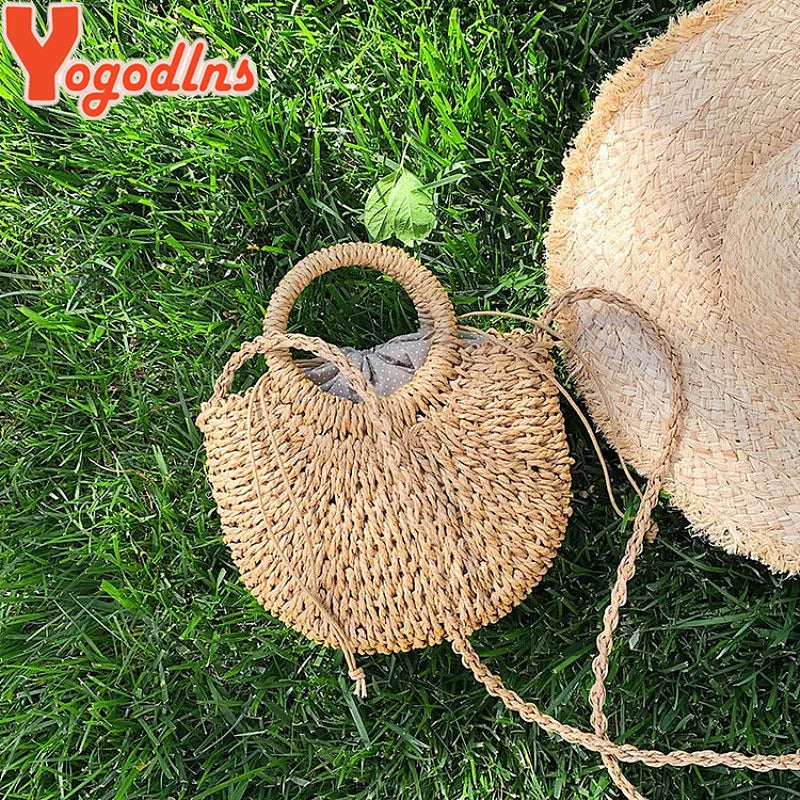Handmade Rattan Half Round Bag