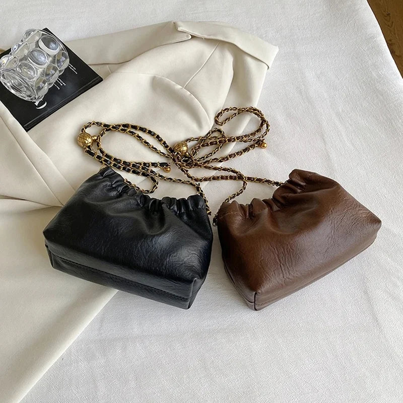 Pleated Chain Shoulder Bag
