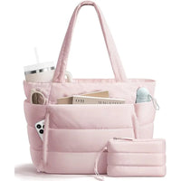 Quilted Multi-Compartment Tote Bag