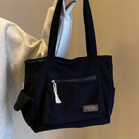 Retro Corduroy Multi-Pocket Tote