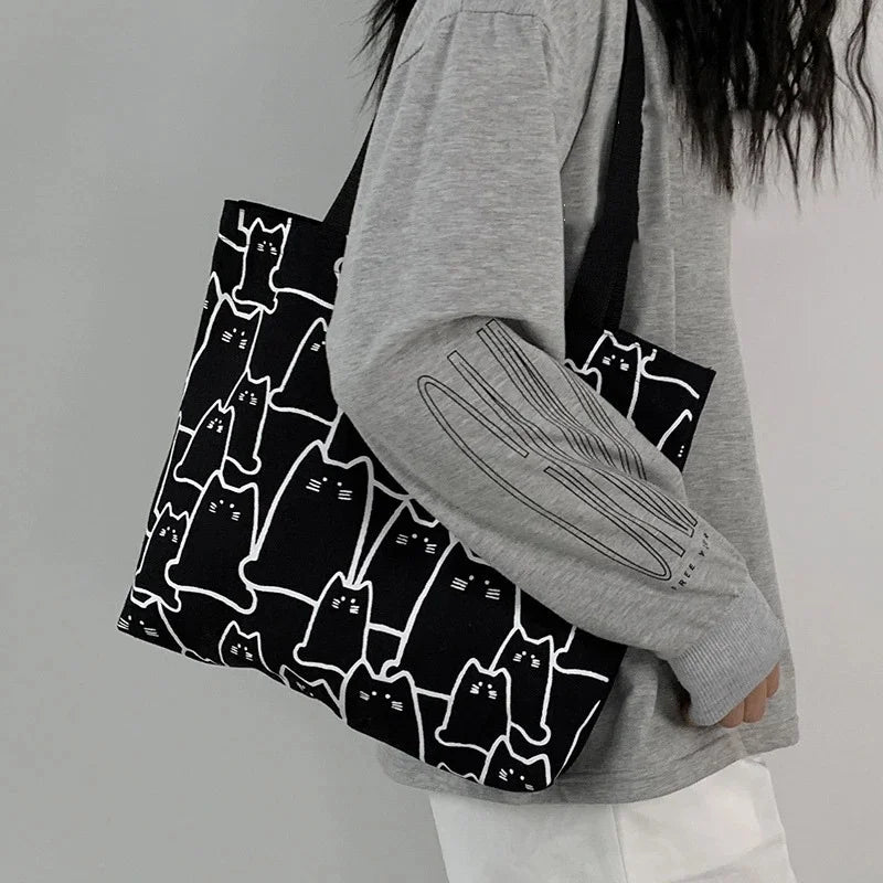 Cute Cat Canvas Shoulder Bag