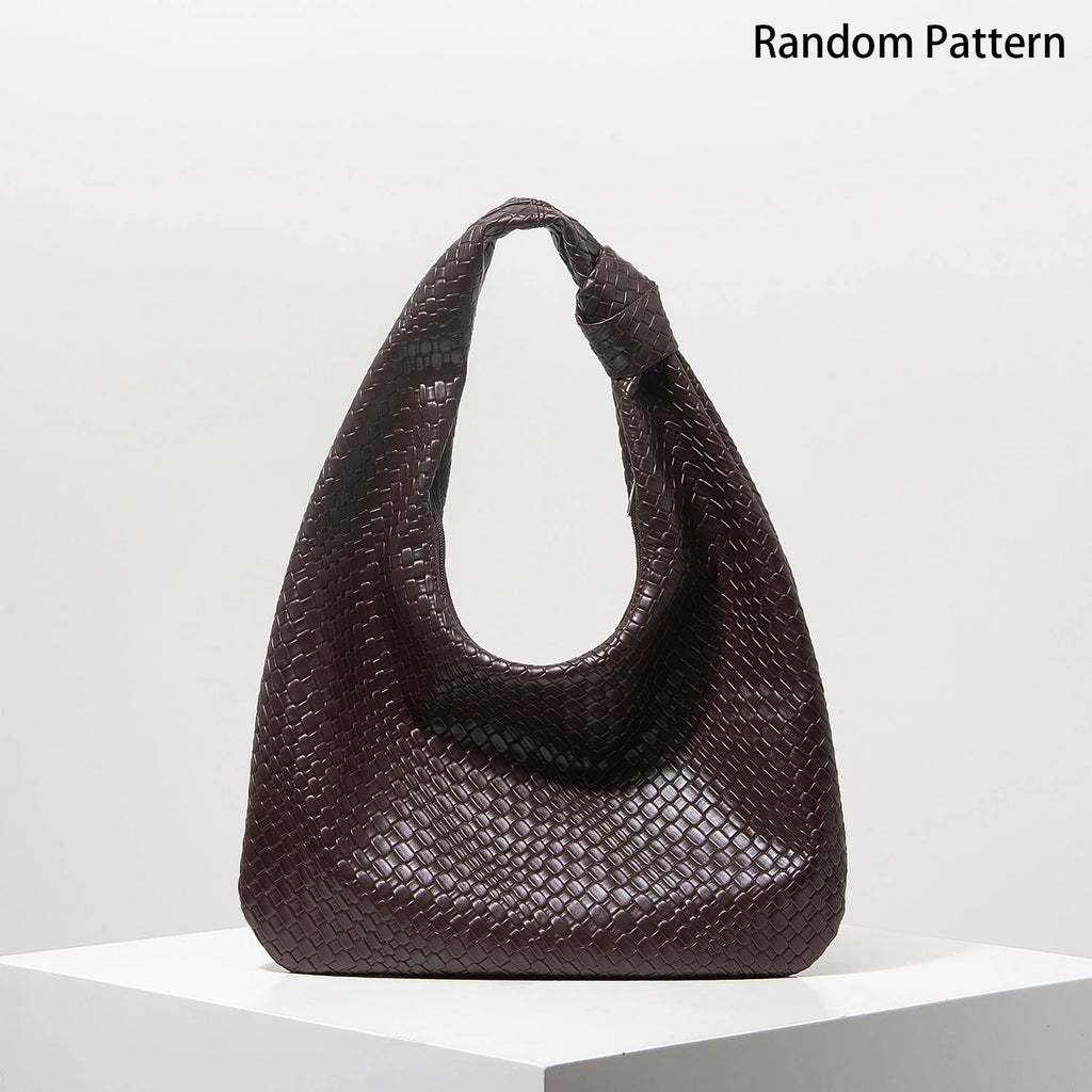 Woven Vegan Leather Hobo Bag