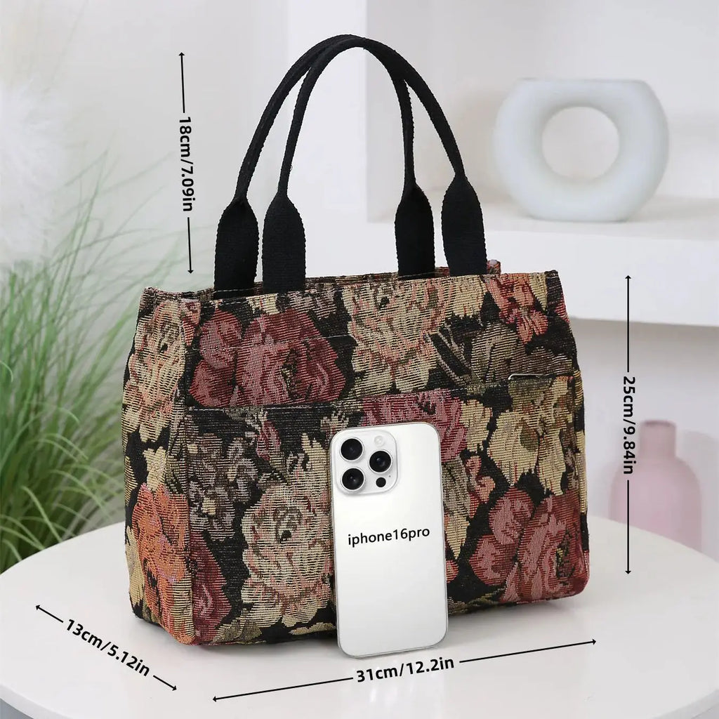 Floral Print Fabric Tote Bag
