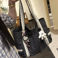 Vintage Lace Polka Dot Tote