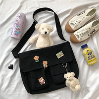Printed Canvas Messenger Bag