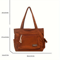 Retro Corduroy Multi-Pocket Tote