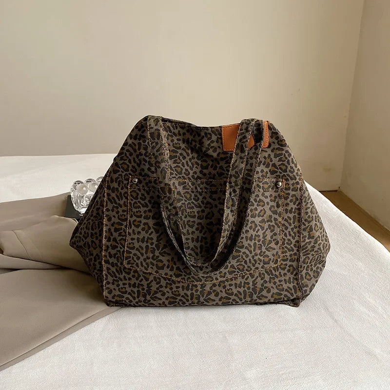 Leopard Print Canvas Tote Bag