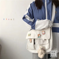 Printed Canvas Messenger Bag