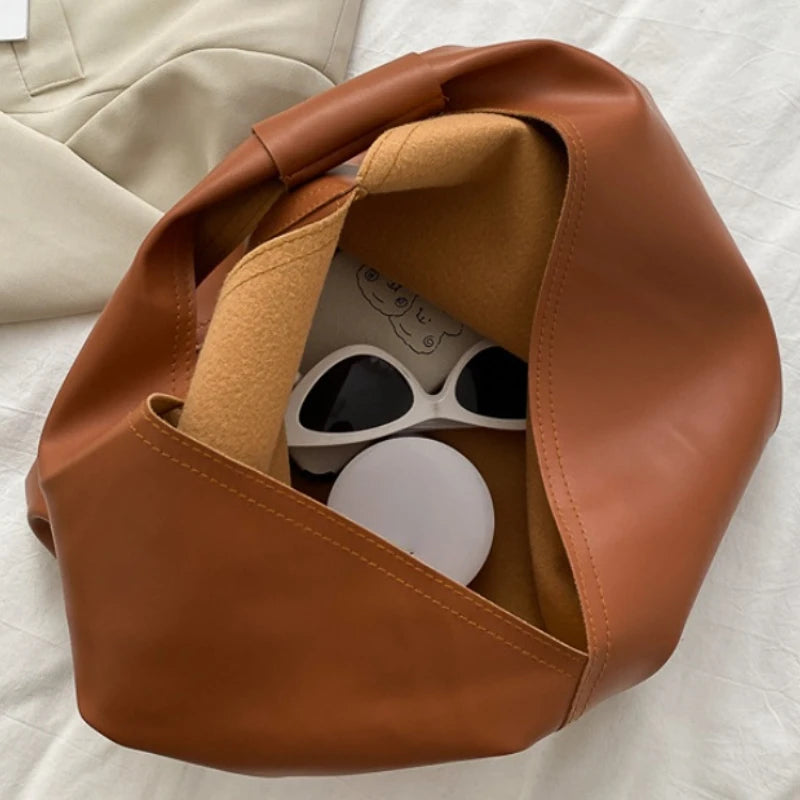 Casual Large Leather Hobo Bag