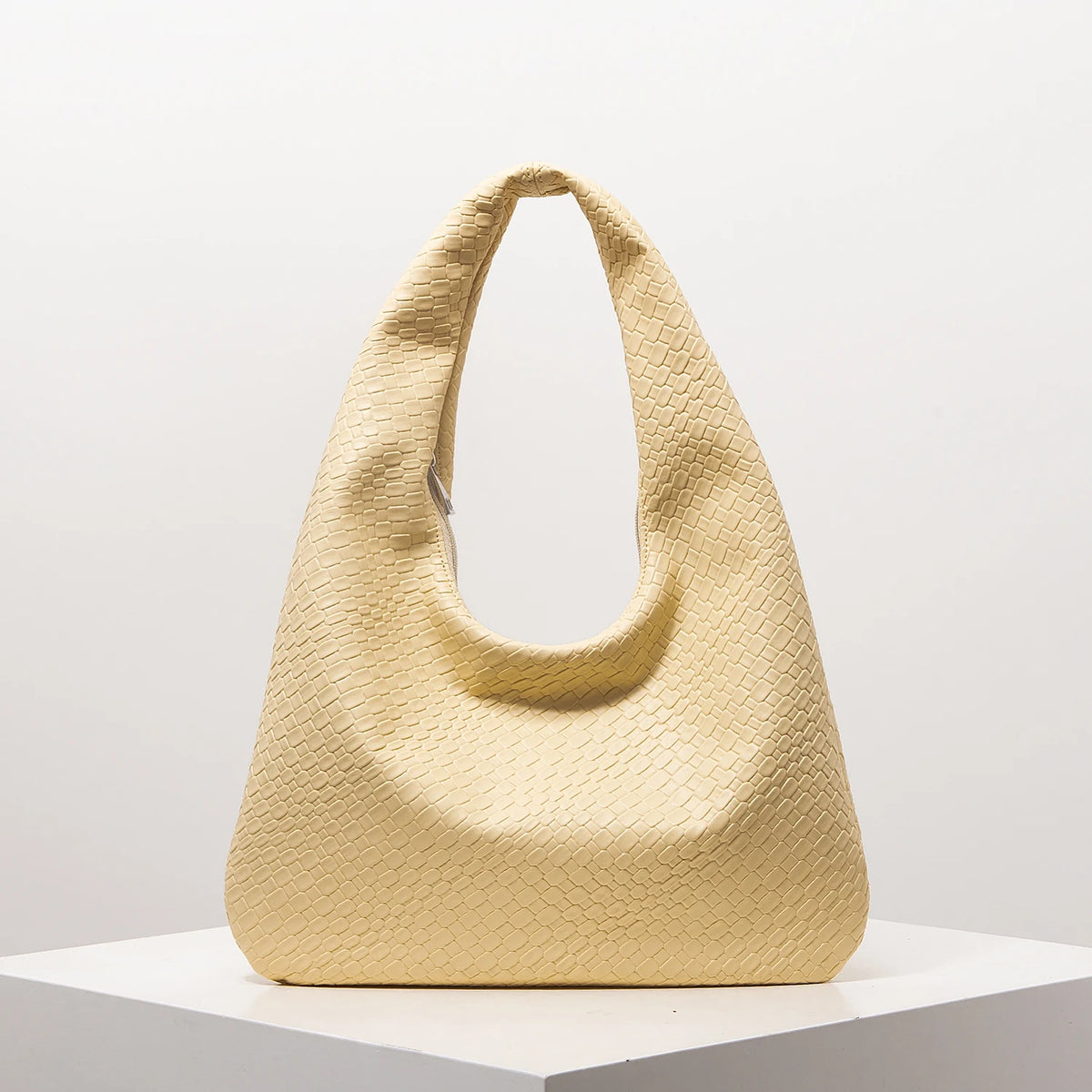 Woven Vegan Leather Hobo Bag