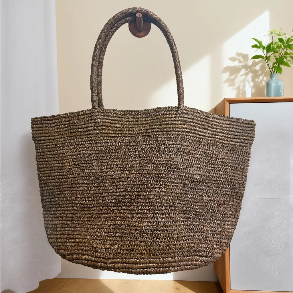 Hand Woven Rattan Beach Tote