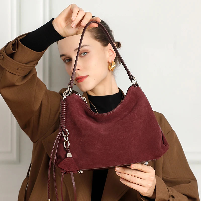 Retro Suede Tassel Hobo Bag