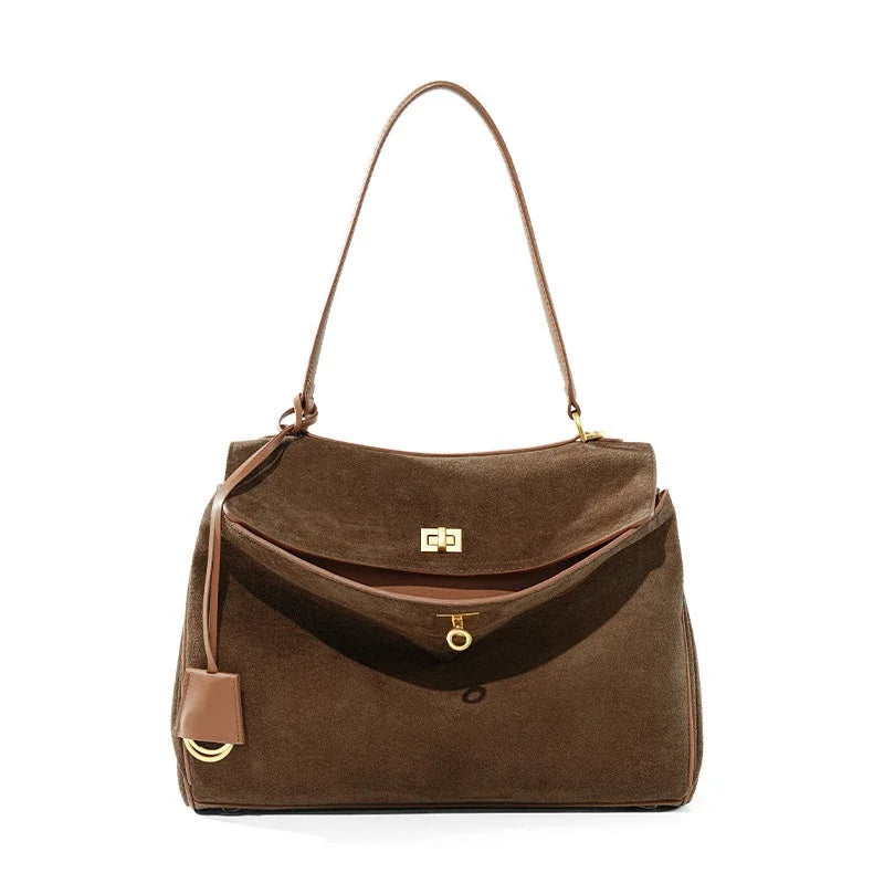 Suede Genuine Leather Tote Bag