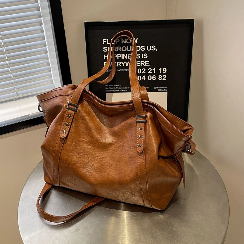 Soft Vegan Leather Shopper Tote