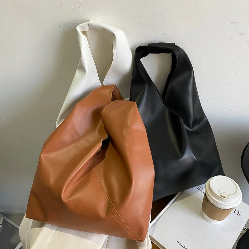 Casual Large Leather Hobo Bag