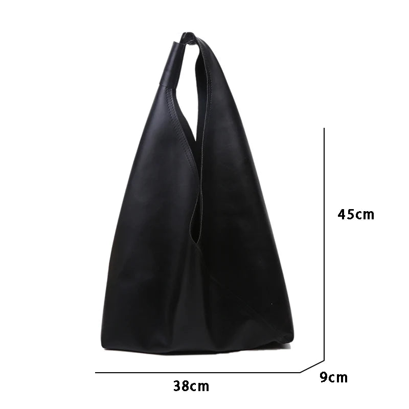 Casual Large Leather Hobo Bag