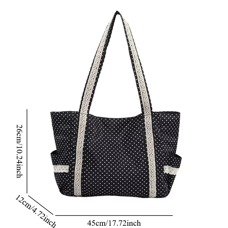 Vintage Lace Polka Dot Tote