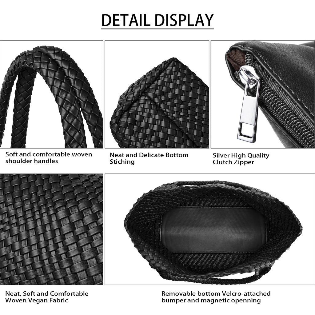 Woven Vegan Leather Beach Tote
