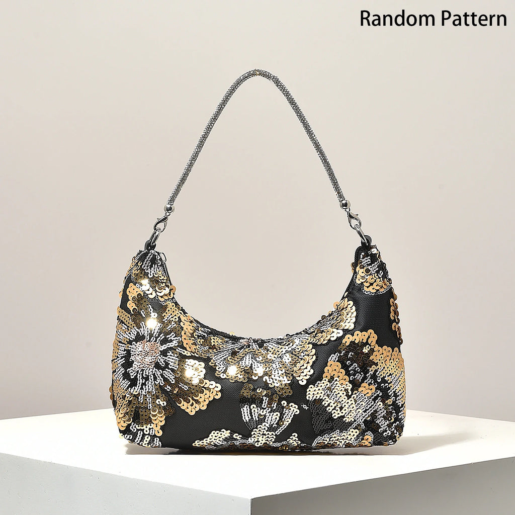 Floral Sequin Embroidered Evening Bag