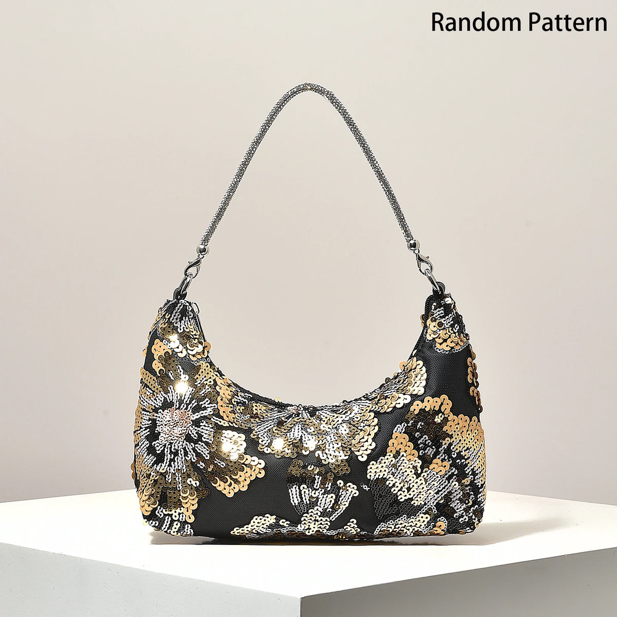 Floral Sequin Embroidered Evening Bag