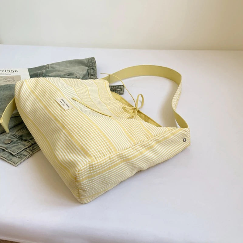 Plaid Nylon Hobo Tote