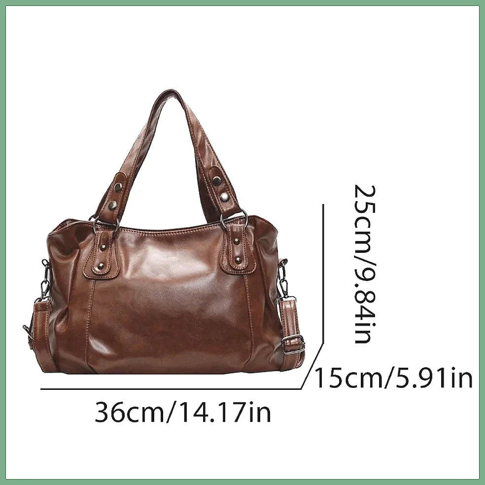 Retro Vegan Leather Tote Bag