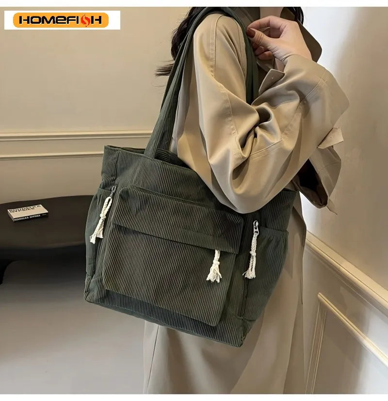 Corduroy Travel Shoulder Bag