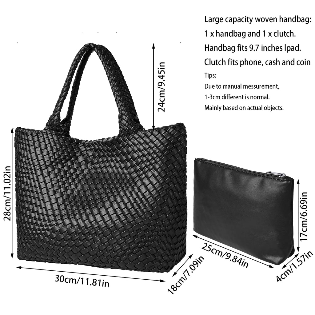 Woven Vegan Leather Beach Tote