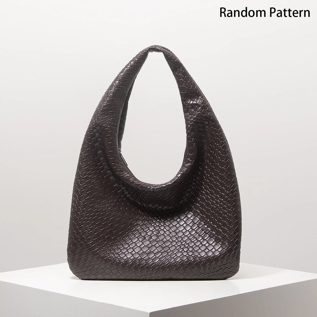 Woven Vegan Leather Hobo Bag