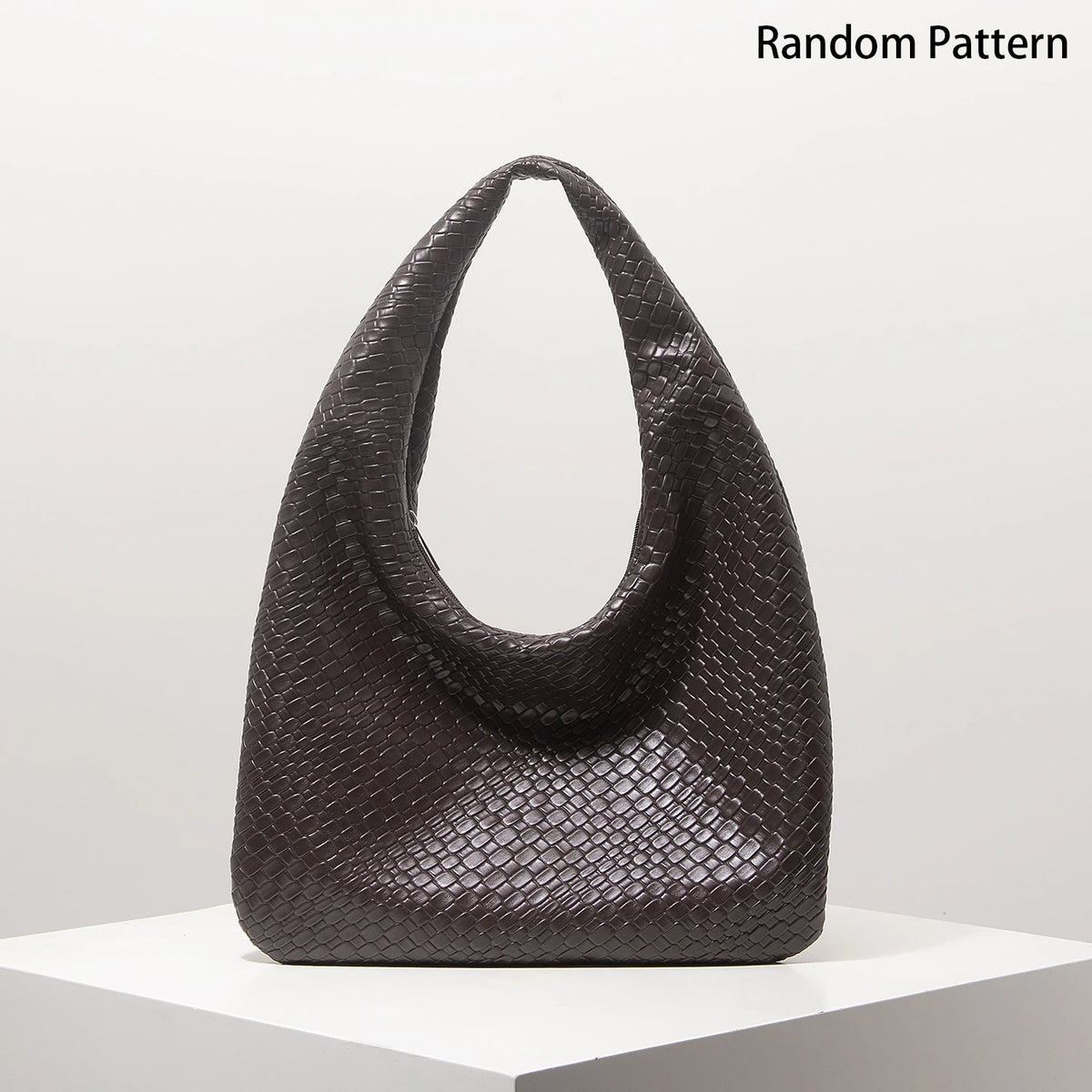 Woven Vegan Leather Hobo Bag