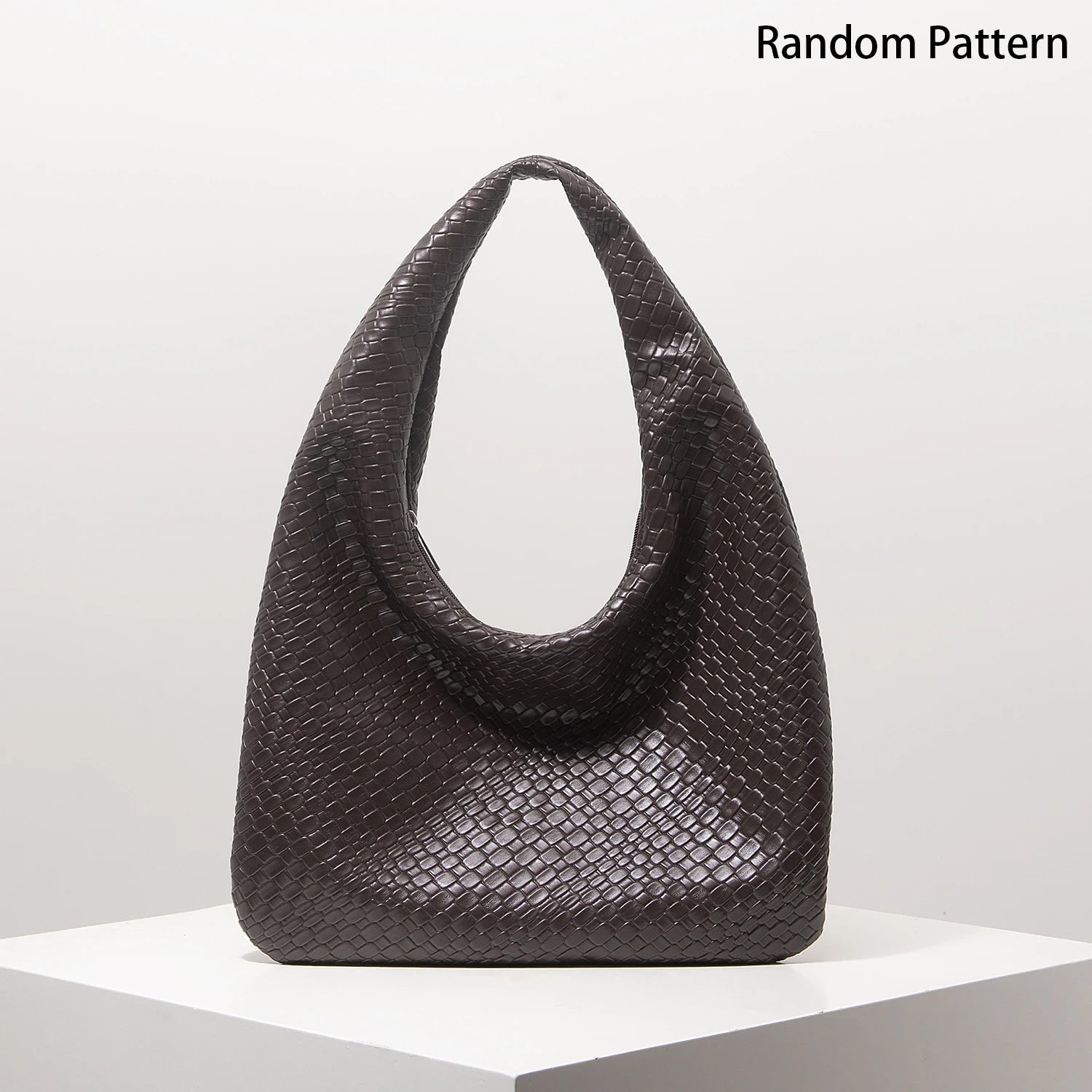 Woven Vegan Leather Hobo Bag