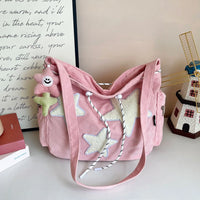 Star Corduroy Student Tote Bag