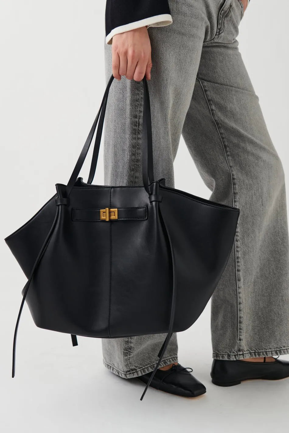 Trapeze Lock Tote Handbag