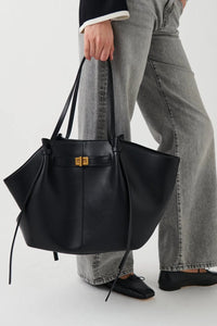 Trapeze Lock Tote Handbag