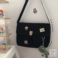 Printed Canvas Messenger Bag