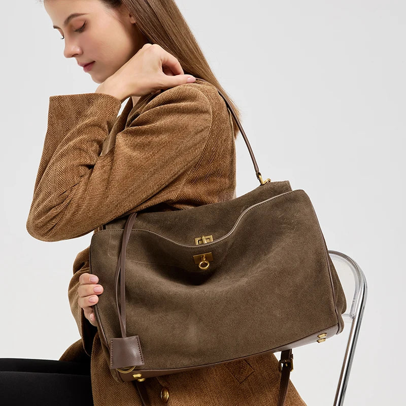 Suede Genuine Leather Tote Bag