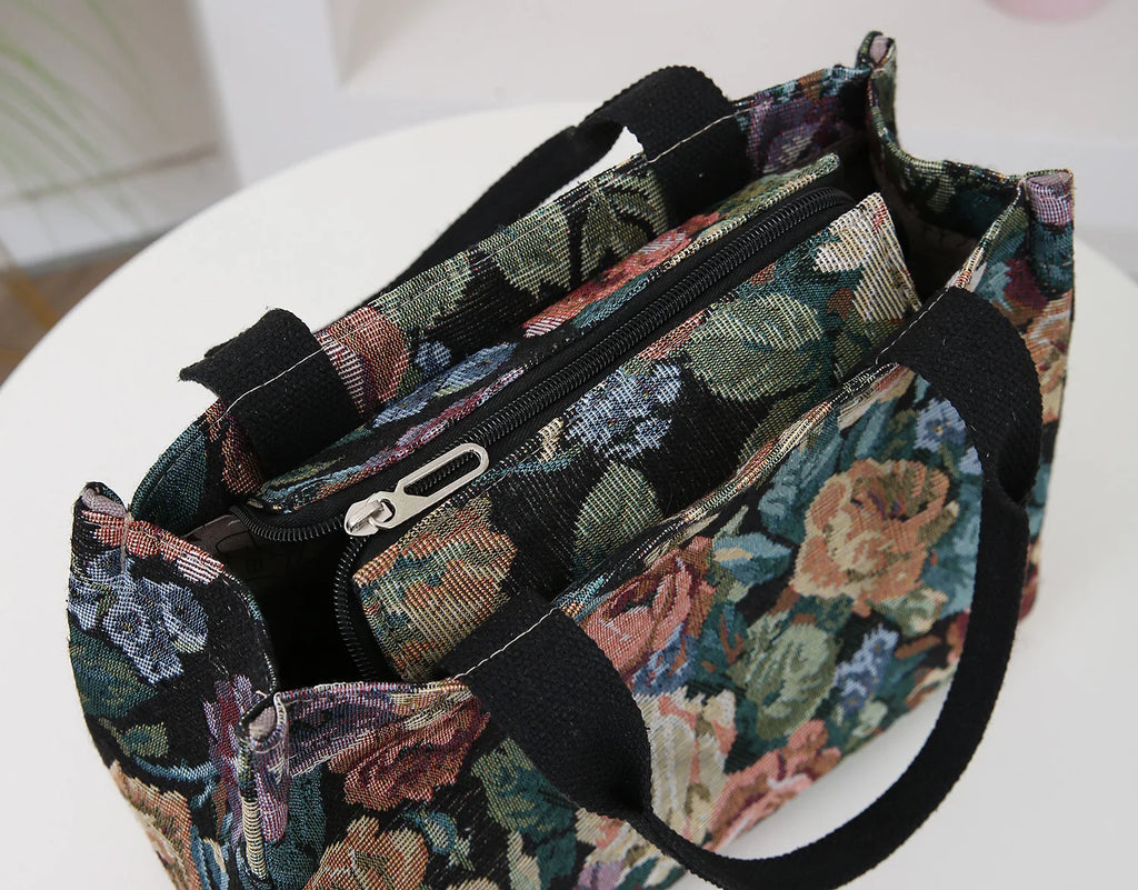 Floral Print Fabric Tote Bag