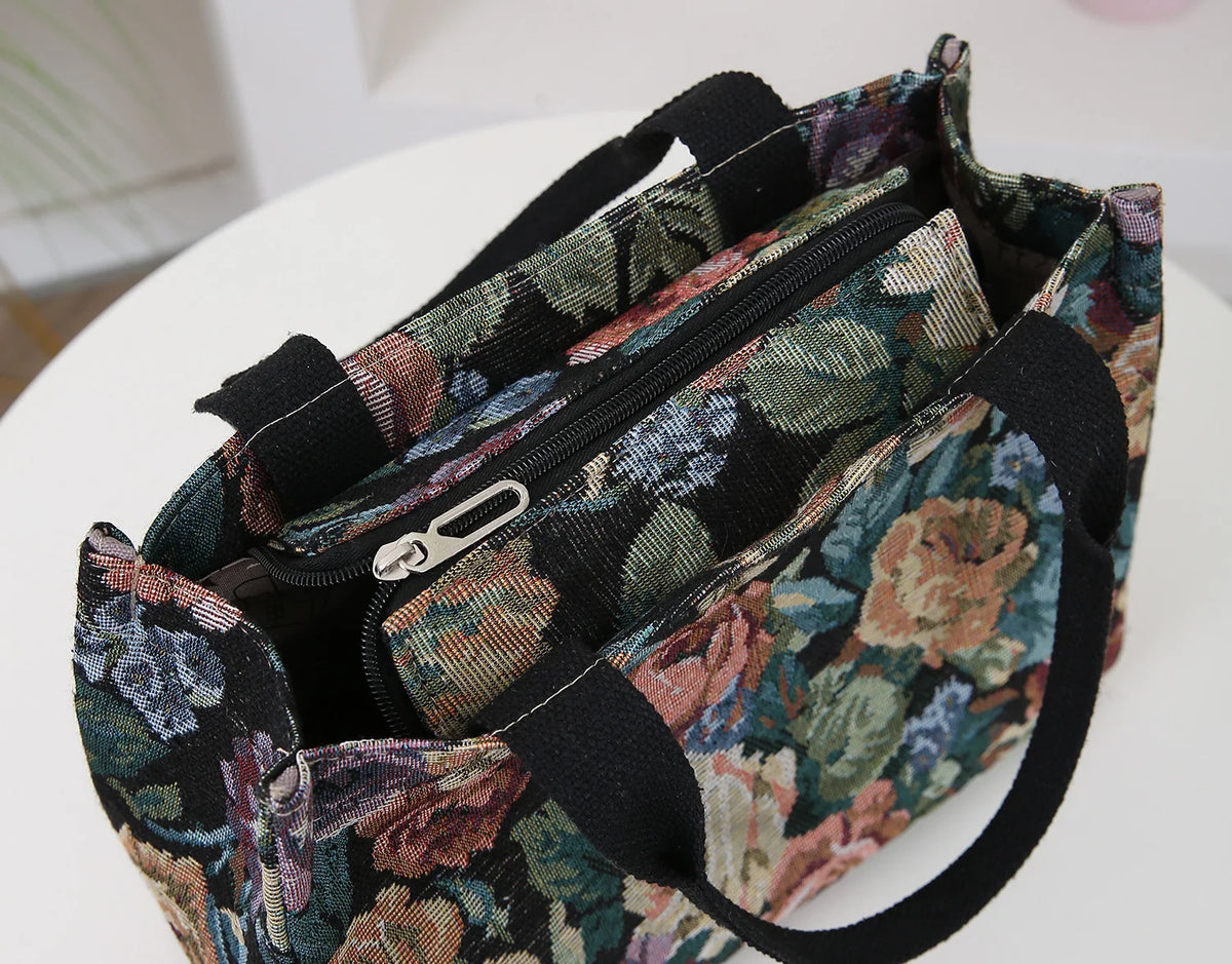 Floral Print Fabric Tote Bag