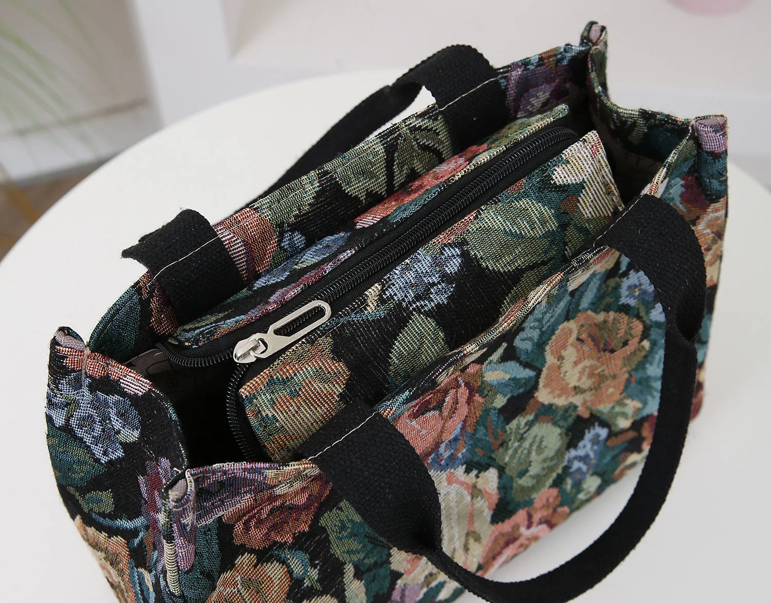Floral Print Fabric Tote Bag