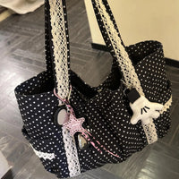 Vintage Lace Polka Dot Tote
