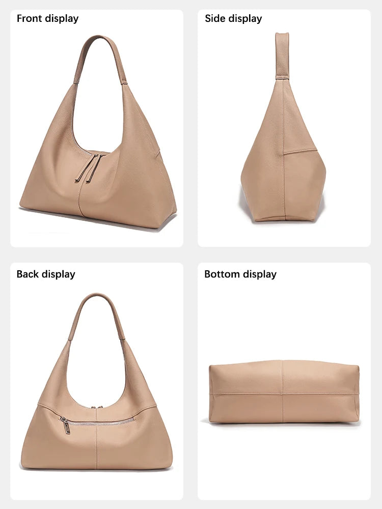 Large Genuine Leather Hobo Tote