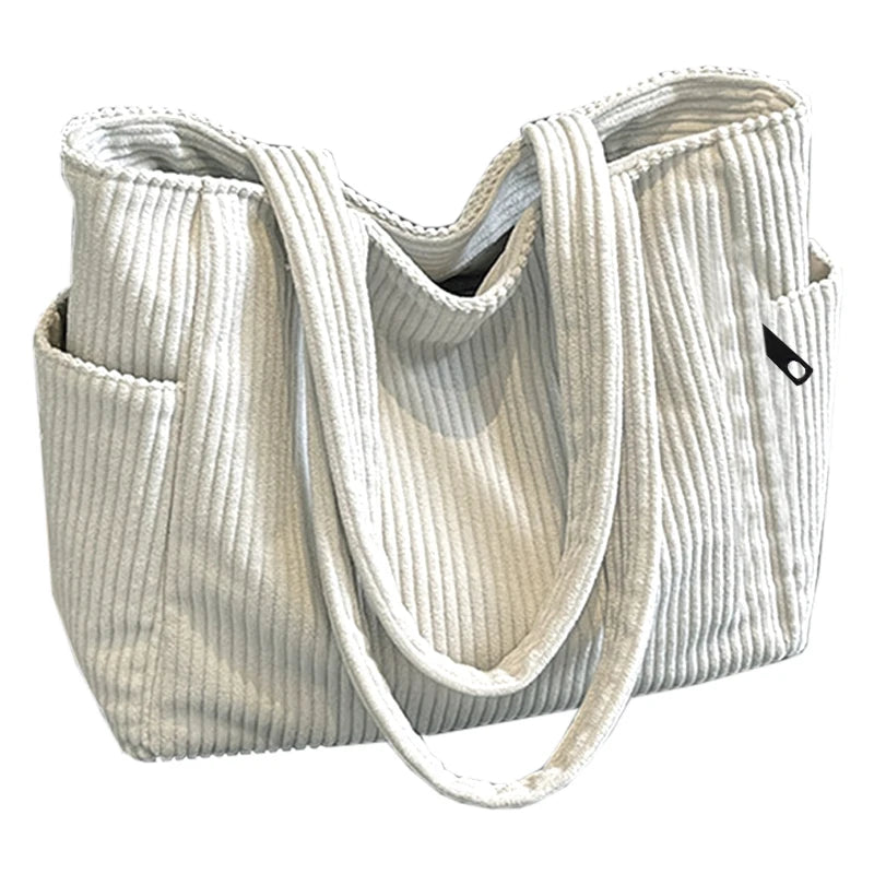 Striped Corduroy Tote Bag