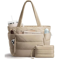 Quilted Multi-Compartment Tote Bag