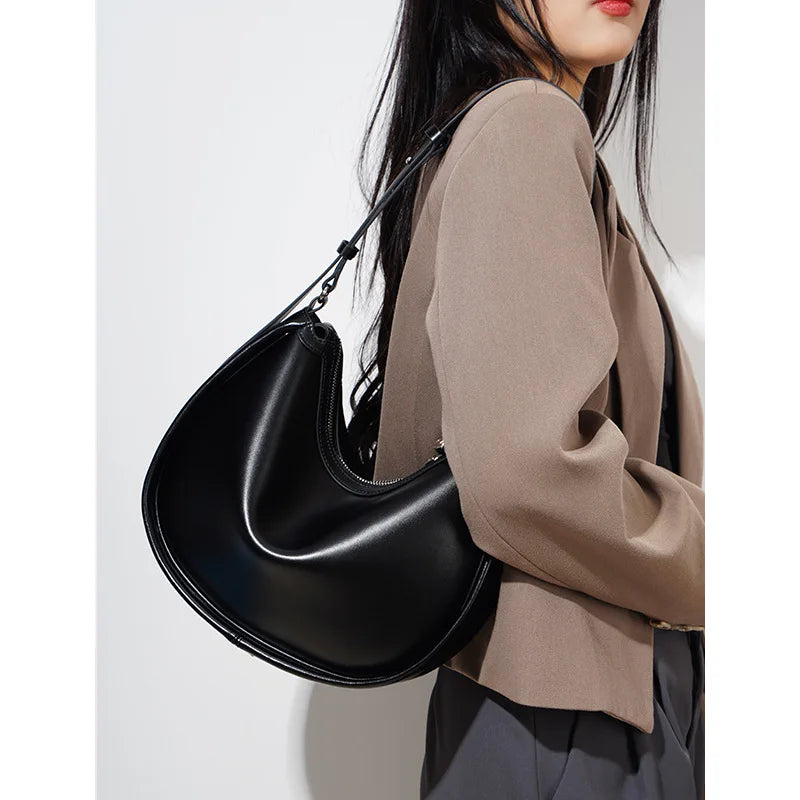 Cowhide Leather Top Handle Hobo