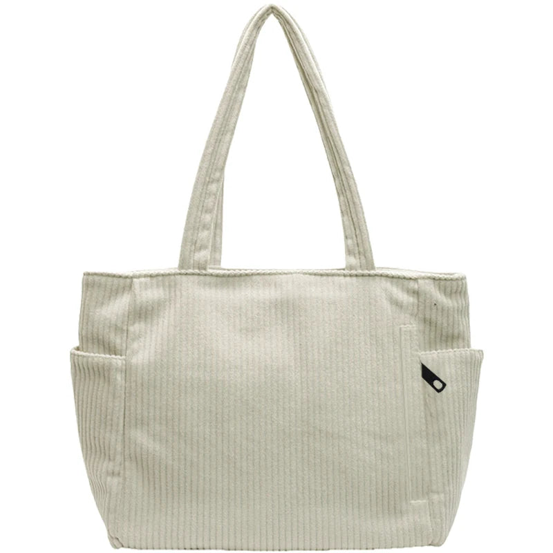 Striped Corduroy Tote Bag